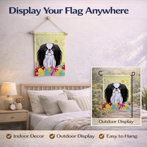 Vista 47 de Caroline's Treasures BB1923GF Bandera decorativa para jardín con diseño de Border Collie, para caza de huevos de Pascua, para jardín, jardín, patio