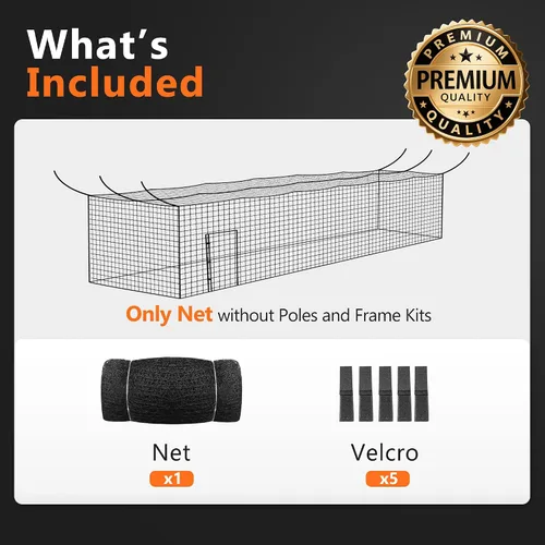 Vista 8 de ORIENGEAR Baseball Batting Cage Nets, ONLY NET, 70'L/55'L/35'L/20'L Baseball and Softball Cage Netting, 1.88" #45 Mesh, Professional Fully Enclosed