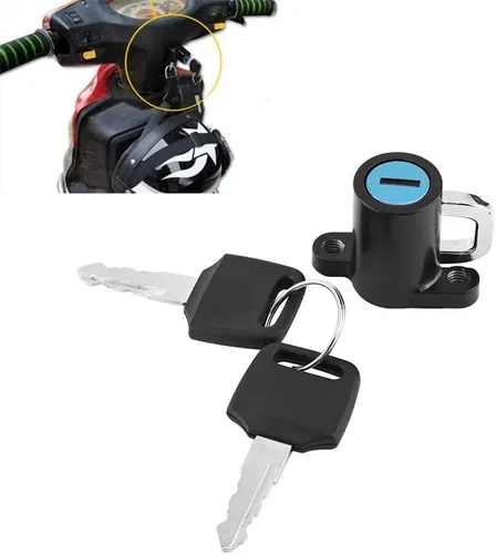 Vista 9 de Cerradura de casco de motocicleta, cerradura antirrobo de aleación de aluminio para casco con 2 llaves, gancho universal para casco