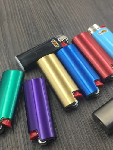 Vista 2 de Juego de 6 piezas de metal encendedor caso cubierta titular para mini BIC encendedor J5