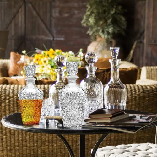 Vista 5 de Decantador de whisky - Elegante juego de decantadores de licor - Botella de licor de vidrio para whisky, tequila y brandy - Diseño sofisticado