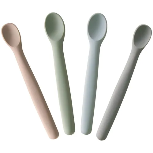Vista 14 de Moonkie Juego de 4 cucharas de silicona para bebé, cucharas para niños pequeños para autoalimentación de 6 meses, cucharas de alimentación de dos