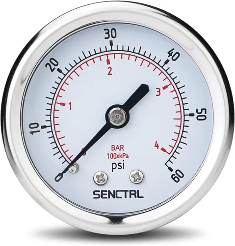 Vista 18 de SENCTRL - Medidor de presión de vacío de 30inHg, esfera de 2", NPT de 1/8, montaje inferior, estuche de acero inoxidable, resistente al agua