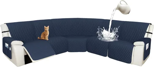 Vista 20 de Arfntevss Fundas de sofá modular reclinable, 100% impermeable, en forma de L, para sillón reclinable en forma de L, funda seccional lavable