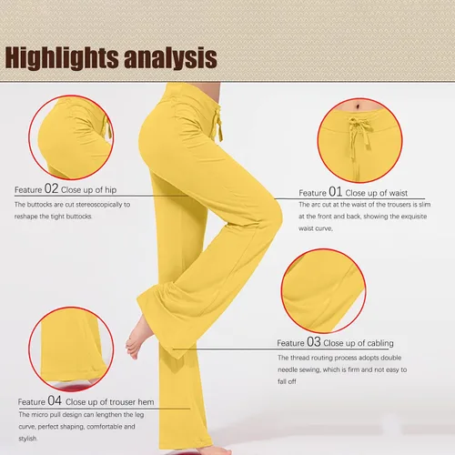 Vista 2 de Wiyuqeen Pantalones de yoga acampanados para mujer, de cintura alta, cruzados, con bolsillos, con control de abdomen