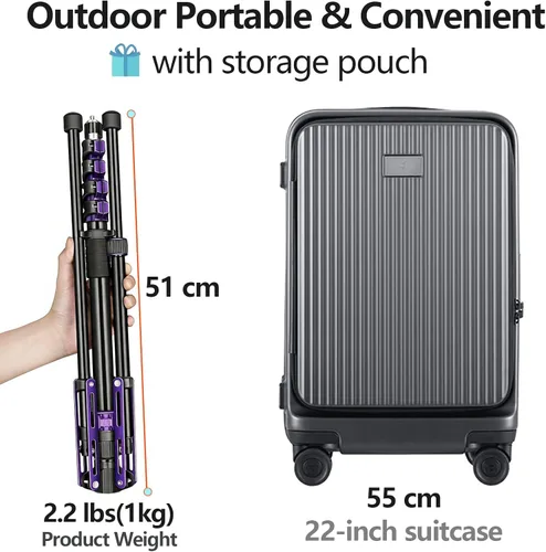 Vista 3 de FreeSea Soporte de luz de aluminio de 6.9 pies/2.1m, carga de 4.4 libras, trípode de viaje con tamaño plegado de 20", soporte de luz de estudio