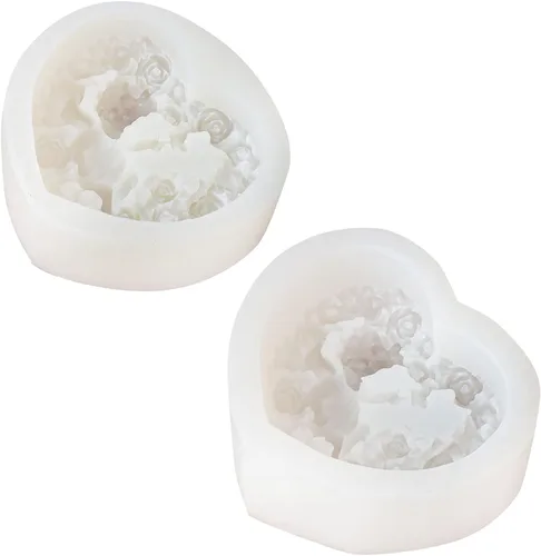 Vista 2 de Molde de vela de corazón de amor, molde de silicona para velas de bebé, molde de jabón hecho a mano, moldes de caramelo de fondant, herramienta