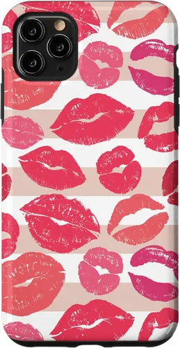 Vista 12 de iPhone 16 - Funda con diseño de beso y lápiz labial rosa