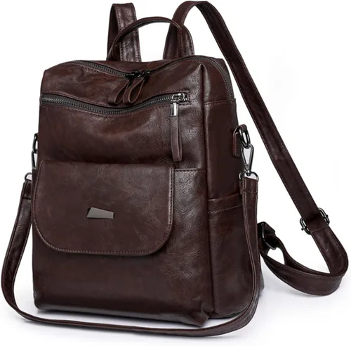 Vista 17 de Bolso tipo mochila para mujer, pequeño, de cuero impermeable antirrobo, bolsos de hombro para damas