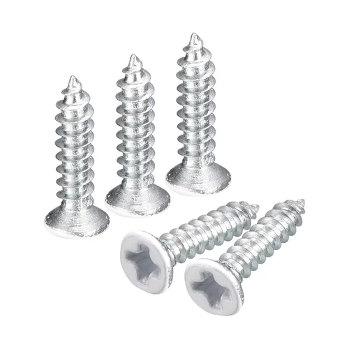 Vista 16 de uxcell Tornillos blancos ST2x4mm Tornillos autorroscantes, 100 tornillos Phillips de cabeza plana para madera para carpintería