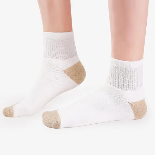 Vista 6 de Calcetines tobilleros para mujer, calcetines de algodón acolchados completos, 6 pares de calcetines atléticos antiampollas 7-1010-13