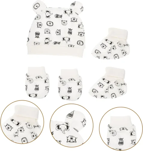 Vista 4 de GALPADA 1 Unidades De Bebé Sombrero Conjunto De Bebé Gorrita Gorros Bebé Pies Cubiertas Anti- Scratch Mitones Sombrero Infantil Bebé Calcetín Bebé