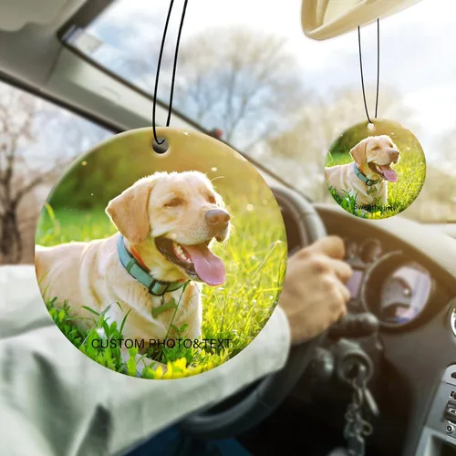 Vista 8 de Accesorios de Decoración Colgante para Auto con Foto Personalizada, Ornamento Ambientador de Auto con Imagen Personalizada de Doble Cara, Dijes