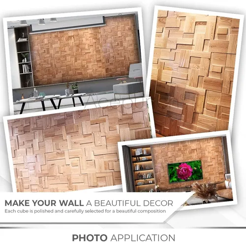 Vista 5 de 1 Panel de arte de pared de madera de Finlandia de alto grado estilo bloque estético Difusor de sonido acústico STC 27 Decoración para el hogar