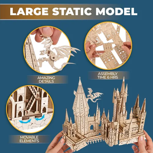 Vista 8 de UGEARS Harry Potter Hogwarts Castle 3D rompecabezas de madera para adultos