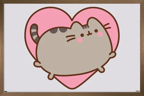 Vista 15 de Trends International Pusheen - Póster de pared de corazón, 22.4 pulgadas de largo x 14.7 pulgadas, versión enmarcada en madera de granero
