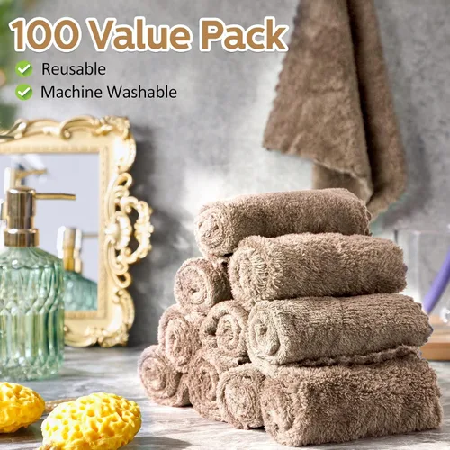 Vista 7 de Newwiee 100 piezas de toallas de lavado de secado rápido para baño, toallas de 12 x 12 pulgadas, toallas faciales de microfibra suaves, paños