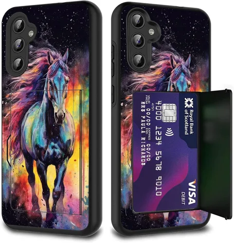Vista 77 de Funda híbrida de doble capa con función atril para Samsung Galaxy A16 5G de 6.9 pulgadas, diseño de vaca con bandera estadounidense