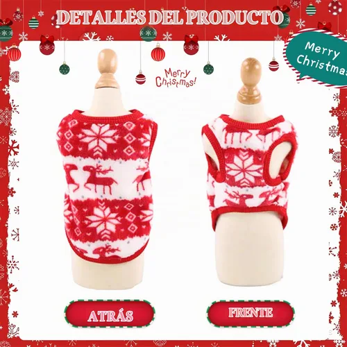 Vista 4 de 2 piezas de ropa para perros taza de té, traje navideño para perros, suéter para cachorros para perros pequeños, suéter para Chihuahua, ropa