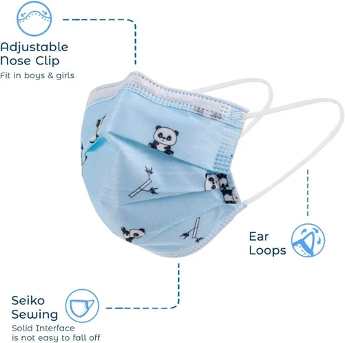 Vista 2 de Kids Disposable Face Mouth Mask 3-Ply with Ear Loop 50-Pack Children's Mask