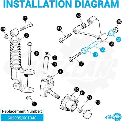 Vista 4 de EZGO RXV Kit de buje de tubo portador de brazo A para carrito de golf eléctrico y gas 2008 en adelante 602085 601340