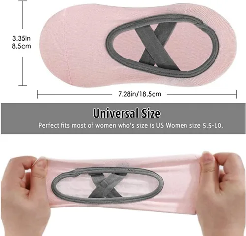 Vista 3 de Calcetines de yoga antideslizantes para mujer, calcetines pegajosos para pilates, barra pura, caminar y bikram fitness calcetines con puños