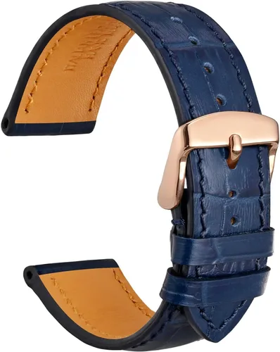 Vista 10 de WOCCI - Correas para reloj de cuero italiano, grano de cocodrilo en relieve, elige color y ancho 14 mm 18 mm 19 mm 20 mm 21 mm 22 mm, Negro