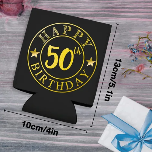 Vista 5 de Fundas enfriadoras de latas de cumpleaños, soporte personalizado para botellas de cerveza a granel con nombre de foto, suministros para fiestas