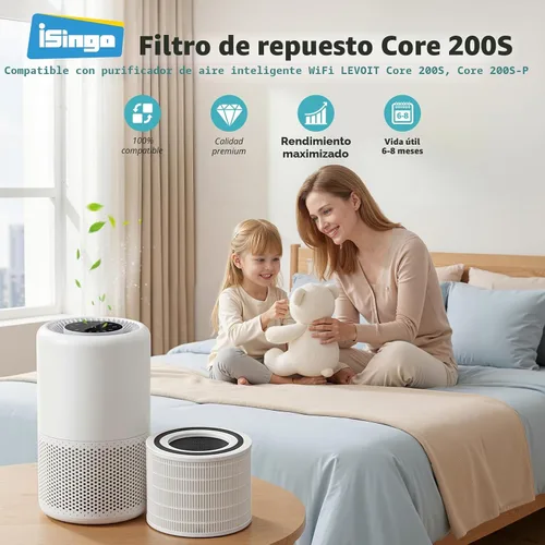 Vista 3 de Filtro de repuesto Core 200S para purificador de aire WiFi inteligente LEVOIT Core 200S-P