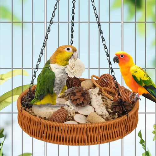 Vista 2 de Juguetes para pájaros Juguetes naturales para aves que forrajan