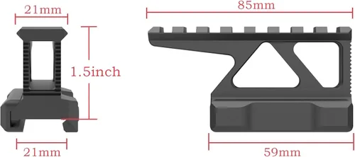 Vista 3 de Picatinny Rail Riser Mount 1.50" Altura 3.5" Largo 8-Slot (YZ150-8)