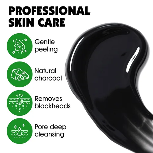 Vista 3 de Paquete de 20 mascarillas removedoras de puntos negros, máscara facial negra con cepillo, removedor de acné de poros y puntos negros para cara