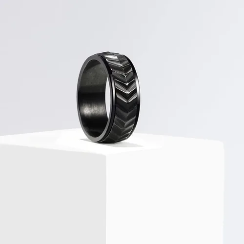 Vista 34 de King Will Anillo de ansiedad giratorio para hombre, color negro, plateado, dorado, 0.315 in, cadena de malla de alambre de acero inoxidable, malla