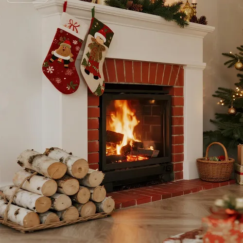 Vista 8 de Sancodee Paquete de 6 troncos de abedul blanco para chimenea - Troncos de árbol de abedul para decoración, leña decorativa para repisa falsa