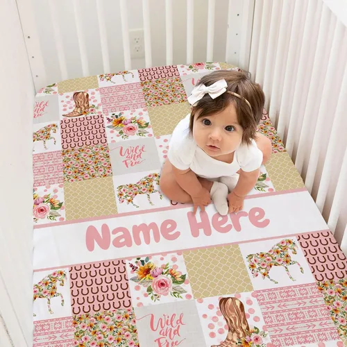 Vista 10 de Sábanas personalizadas para cuna de bebé con nombre, sábanas ajustadas personalizadas para cuna para bebés, juegos de ropa de cama de bebé, sábanas