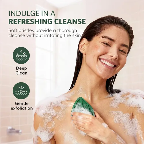 Vista 3 de Sndyi Exfoliante Corporal de Silicona Navideño, Edición Limitada Cepillo de Ducha en Forma de Hoja para Limpieza Suave y Exfoliación, Cepillo
