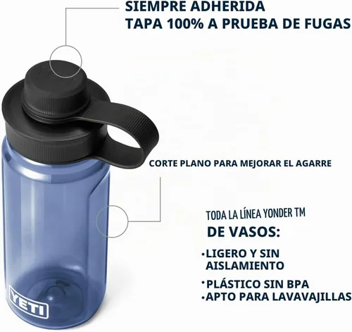 Vista 2 de YETI Botella de agua Yonder con tapa de amarre Yonder, ligera, a prueba de fugas y sin BPA