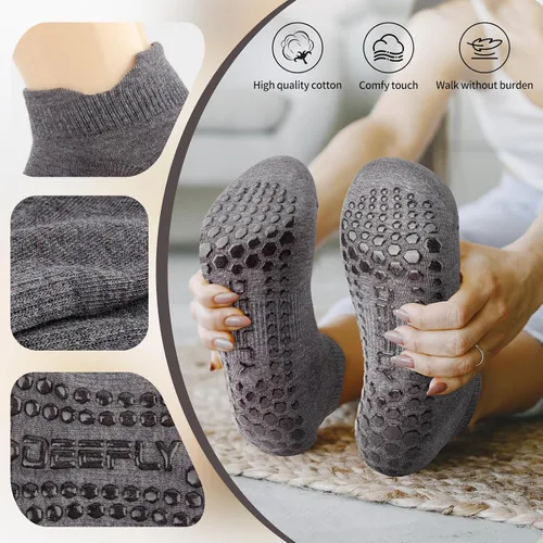 Vista 4 de deefly Calcetines de yoga para mujer, calcetines de pilates antideslizantes sin engrosar