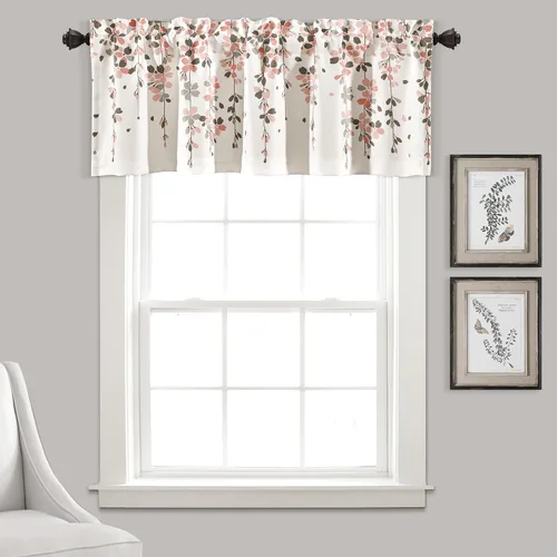 Vista 13 de Lush Decor Cenefa para ventana con flores que lloran, filtro de luz, azul y gris