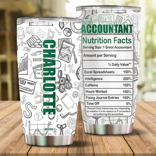 Vista 2 de Regalos personalizados de contador para hombres y mujeres, tazas de café aisladas de acero inoxidable de 20 onzas, regalo de contabilidad para papá