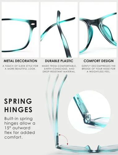 Vista 6 de HEEYYOK Readers For Wome Reading Glasses Womem For Small Face Square Cheaters Reading Glasses Womens Lightweight 4-Pack