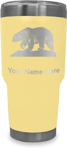Vista 8 de LaserGram Vaso aislado al vacío de 20 onzas, oso polar, grabado personalizado incluido (negro)