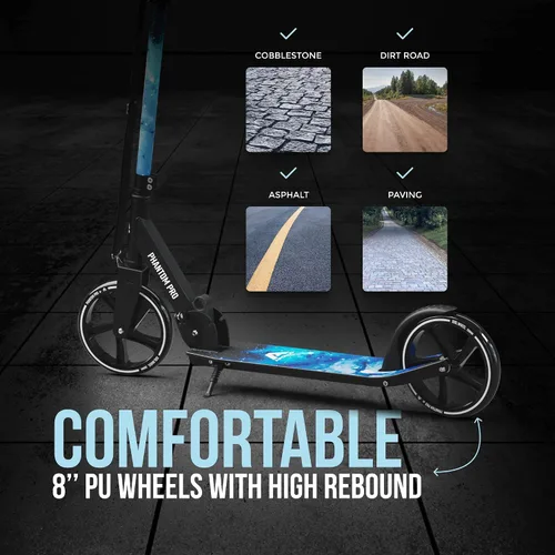 Vista 6 de APOLLO Patín plegable para adultos, adolescentes y niños a partir de 6 años con ruedas grandes (XXL), scooters plegables con opciones de rueda