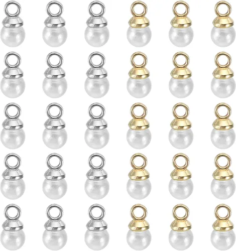 Vista 42 de PATIKIL Abalorio de perlas, 100 cuentas de perlas de imitación de perlas colgantes para bricolaje para hacer joyas, pulseras, aretes, collares Beige