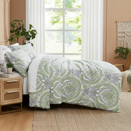 Vista 39 de Southshore Fine Living, Inc. Juego de edredón costero individual XL, edredón de plumón alternativo a rayas azules, tamaño individual XL con funda