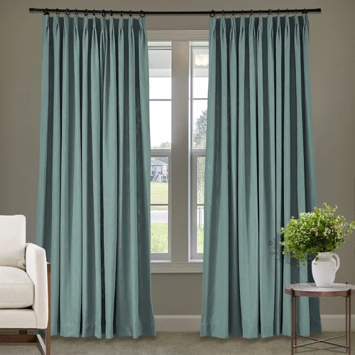 Vista 26 de Frelement Cortinas plisadas de lino de algodón de 100 pulgadas de ancho y 102 pulgadas de largo, cortinas con reducción de ruido para sala