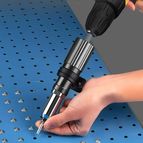Vista 5 de Herramienta de remache pop, kit adaptador profesional de remachador inalámbrico, accesorio de taladro de tuerca remachadora para taladro eléctrico