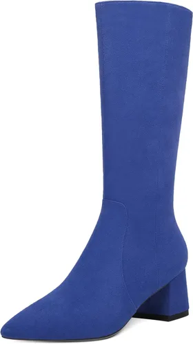 Vista 19 de MOVINSTEPS Botas de tacón bajo grueso con cremallera y puntera puntiaguda para mujer, de 2.0 in Verde militar