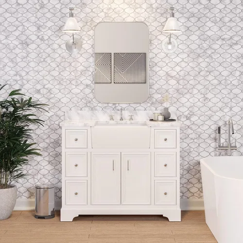 Vista 12 de Kitchen Bath Collection Zelda - Mueble de granja de 42 pulgadas (carrara/chocolate): incluye gabinete de chocolate con encimera de mármol italiano