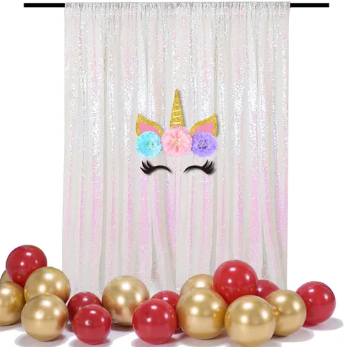 Vista 33 de Cortinas de Fondo de Lentejuelas Negras Cortinas Brillantes con Purpurina 2FTx8FT 2 Paneles para Decoraciones de Bodas Fiestas de Cumpleaños